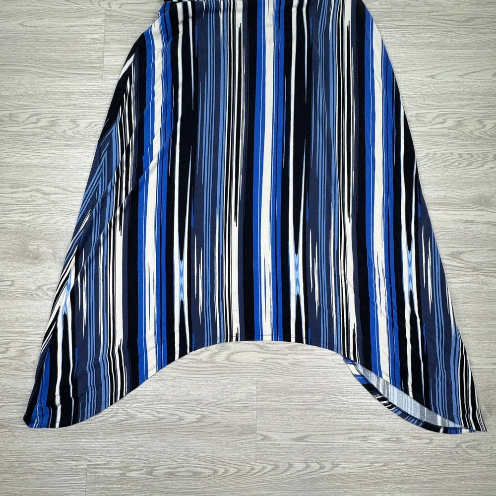 Tommy Bahama Women's Dress Ikat Stripe Blue XS Sleeveless Handkerchief Hem - Picture 6 of 8